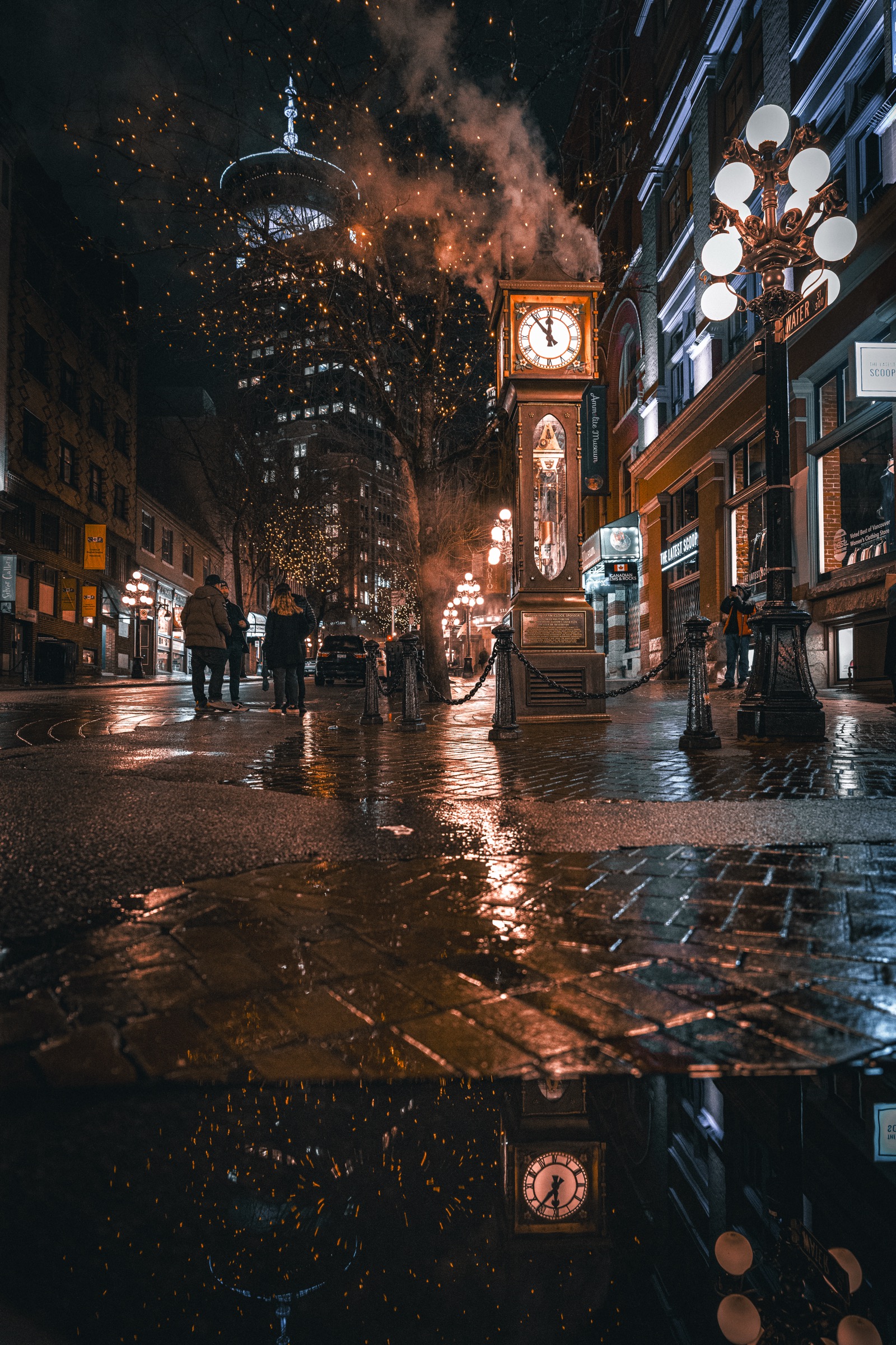 Rainy city street with reflections
