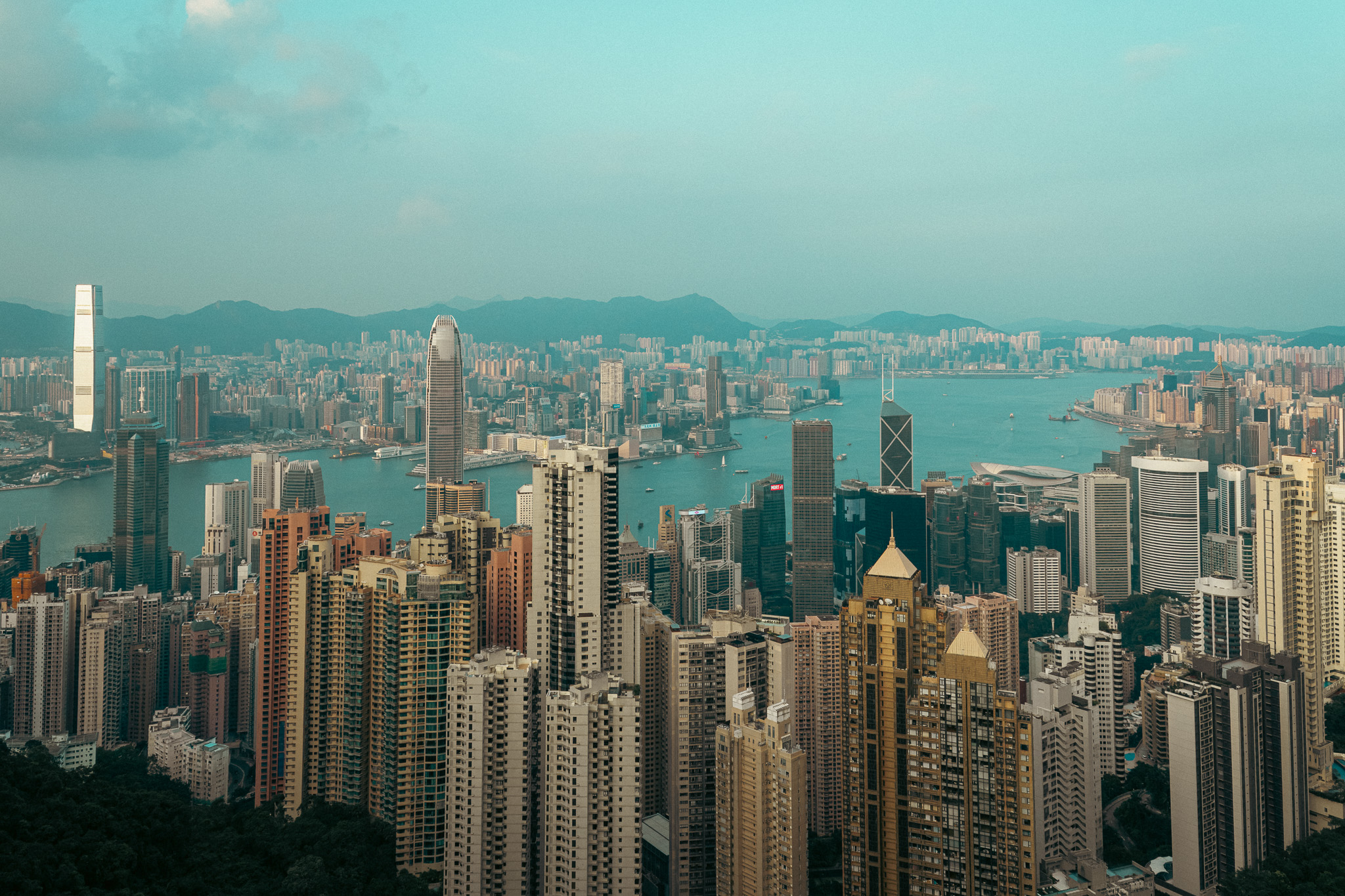 Hong Kong skyline over Victoria Harbour